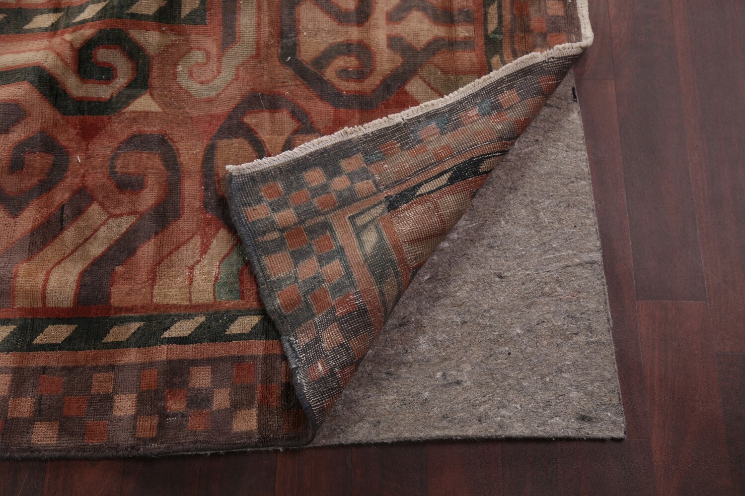 Pre-1900 Antique Mongolian Khotan Large Vegetable Dye Rug 25x37