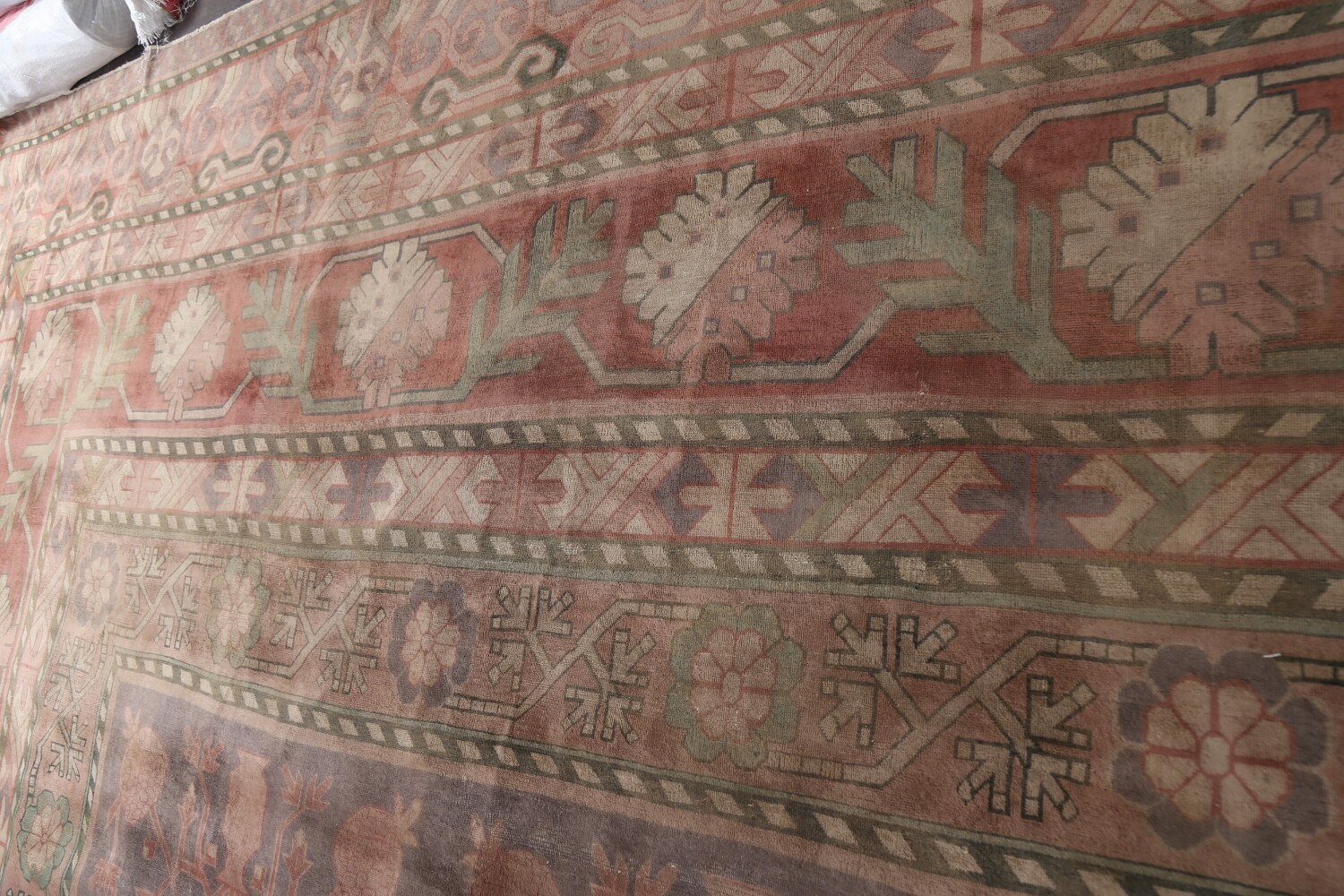 Pre-1900 Antique Mongolian Khotan Large Vegetable Dye Rug 25x37