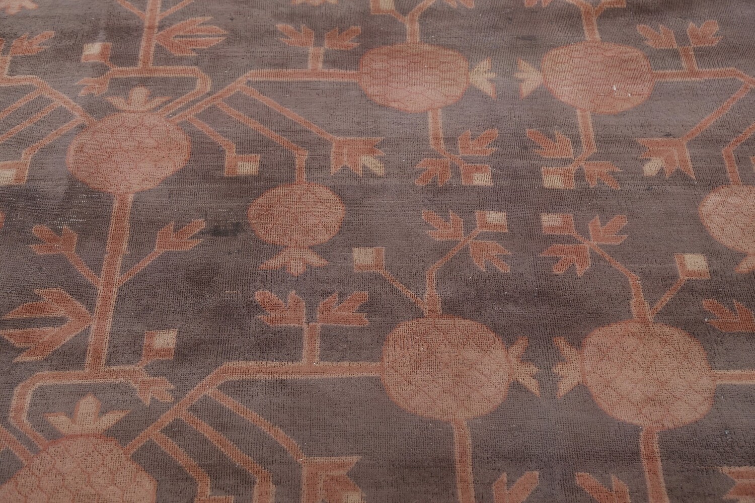 Pre-1900 Antique Mongolian Khotan Large Vegetable Dye Rug 25x37