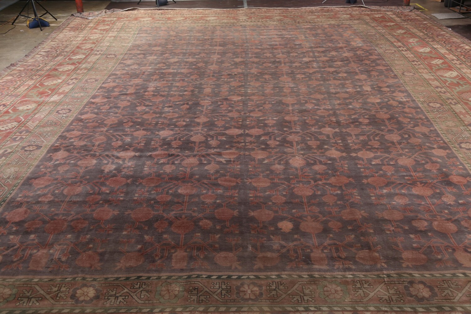 Pre-1900 Antique Mongolian Khotan Large Vegetable Dye Rug 25x37