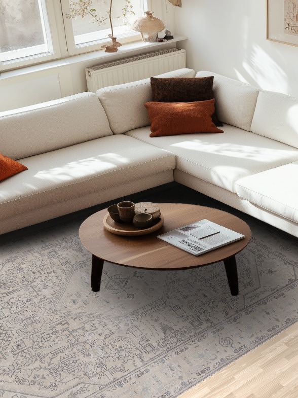 Distressed Geometric Tabriz Persian Area Rug 7x10