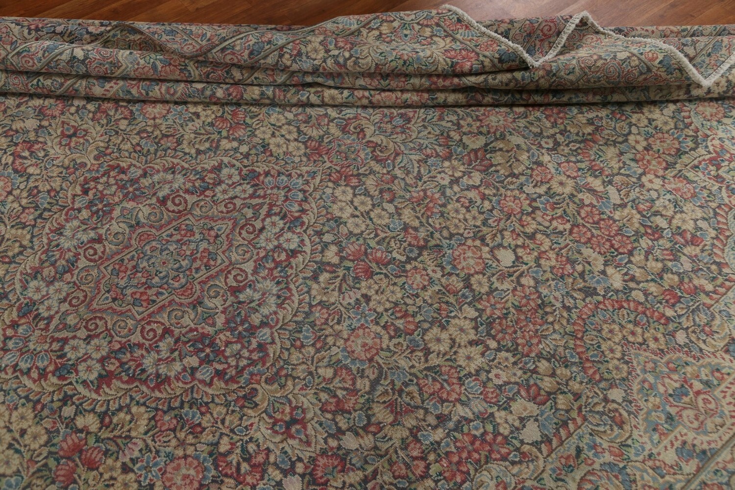 Antique Floral Kerman Persian Area Rug 9x12