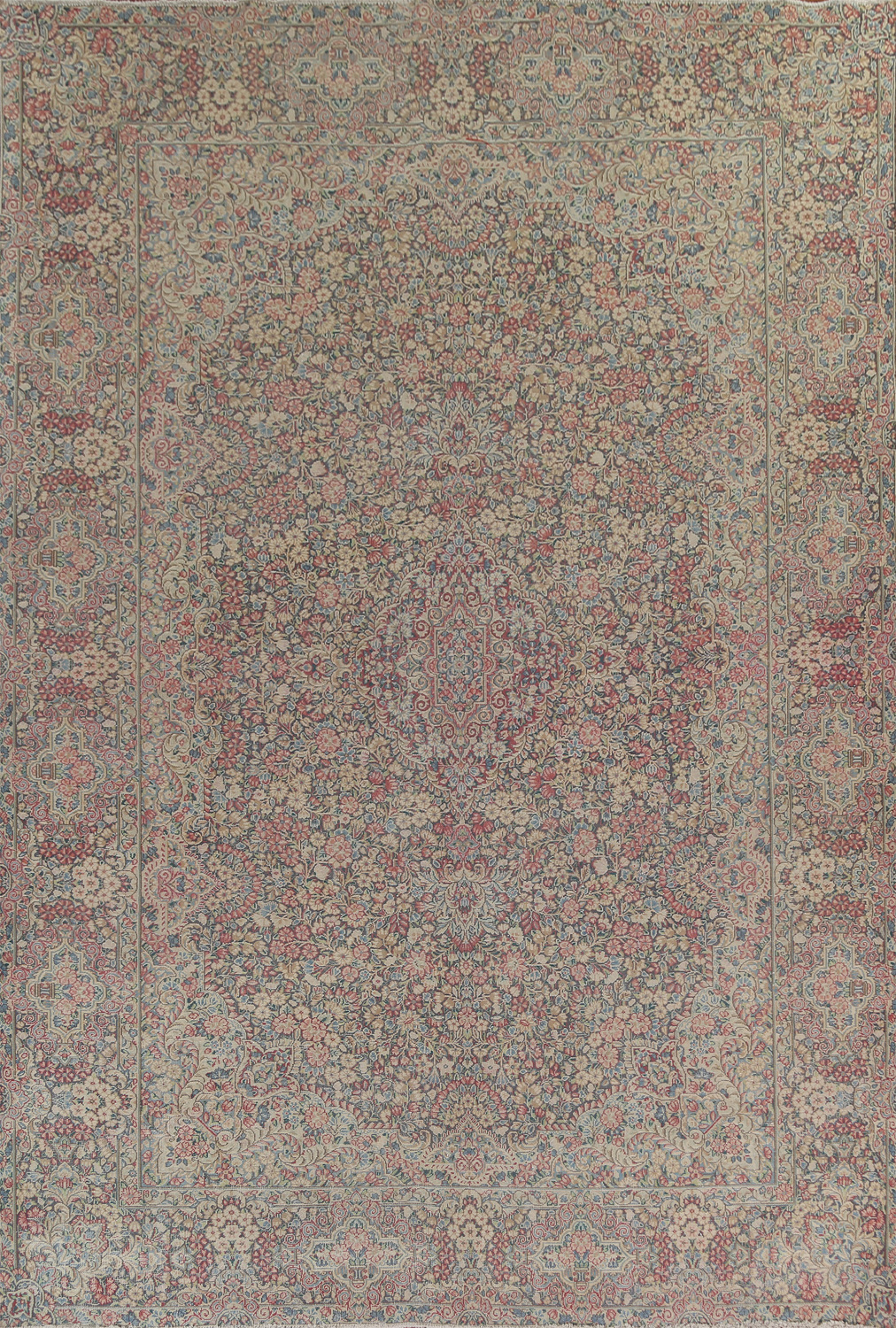 Antique Floral Kerman Persian Area Rug 9x12
