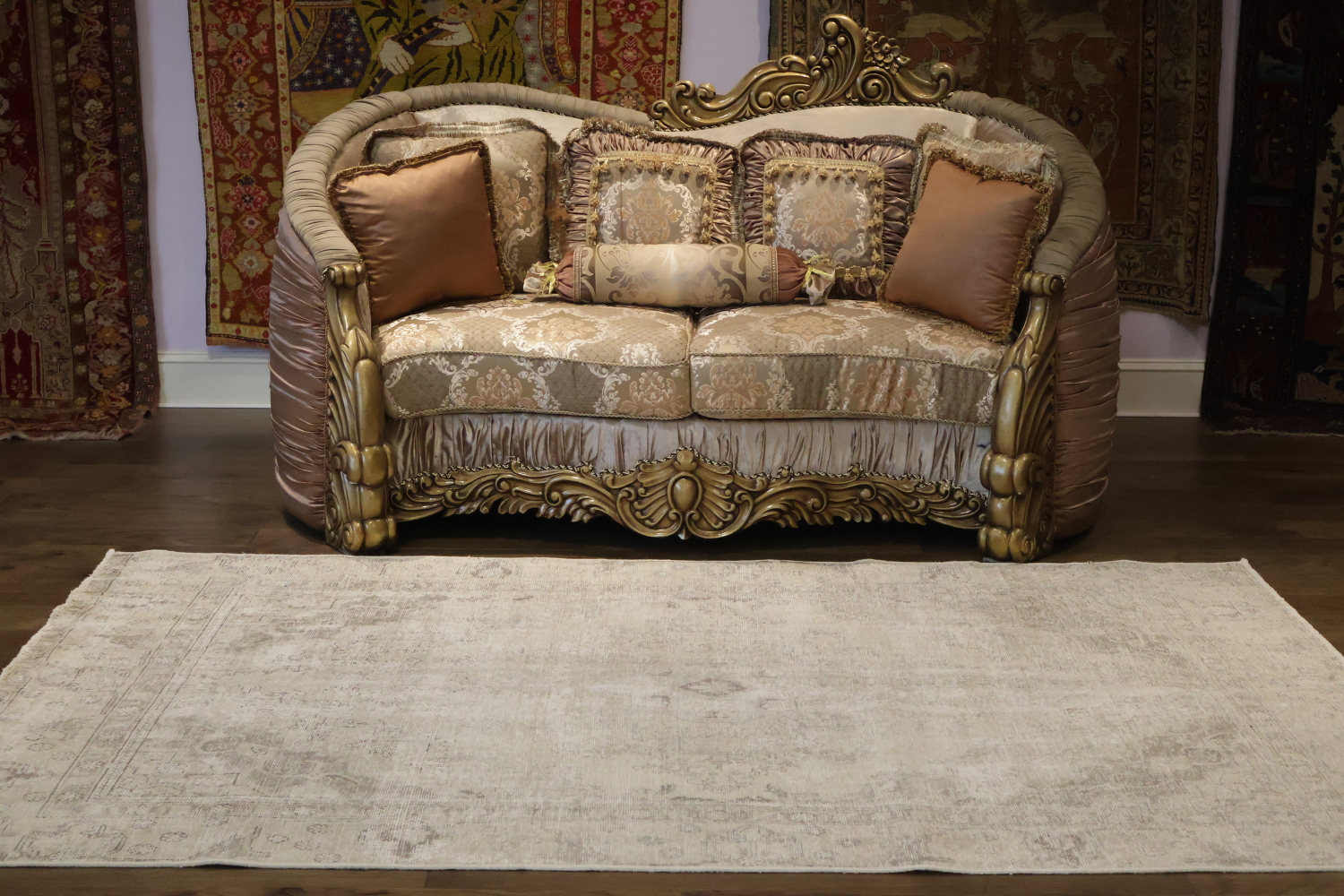 Muted Distressed Tabriz Vintage Persian Wool Rug 6x9