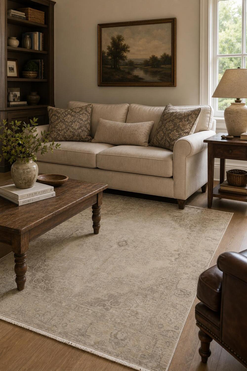 Muted Distressed Tabriz Vintage Persian Wool Rug 6x9