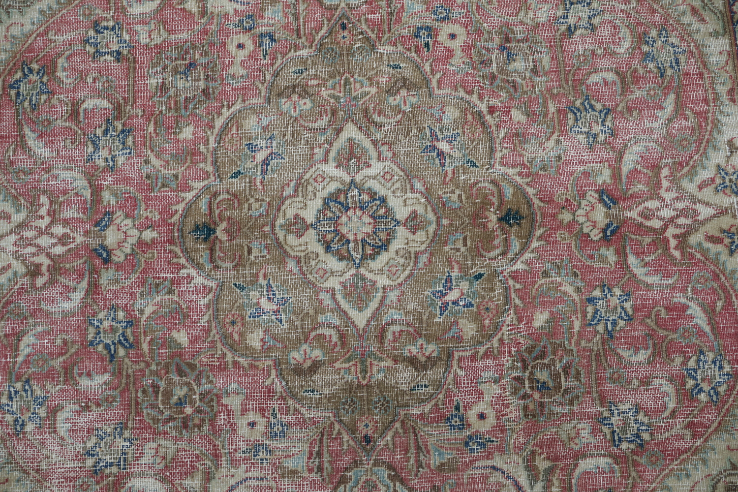 Distressed Pink Mashad Persian Area Rug 6x9