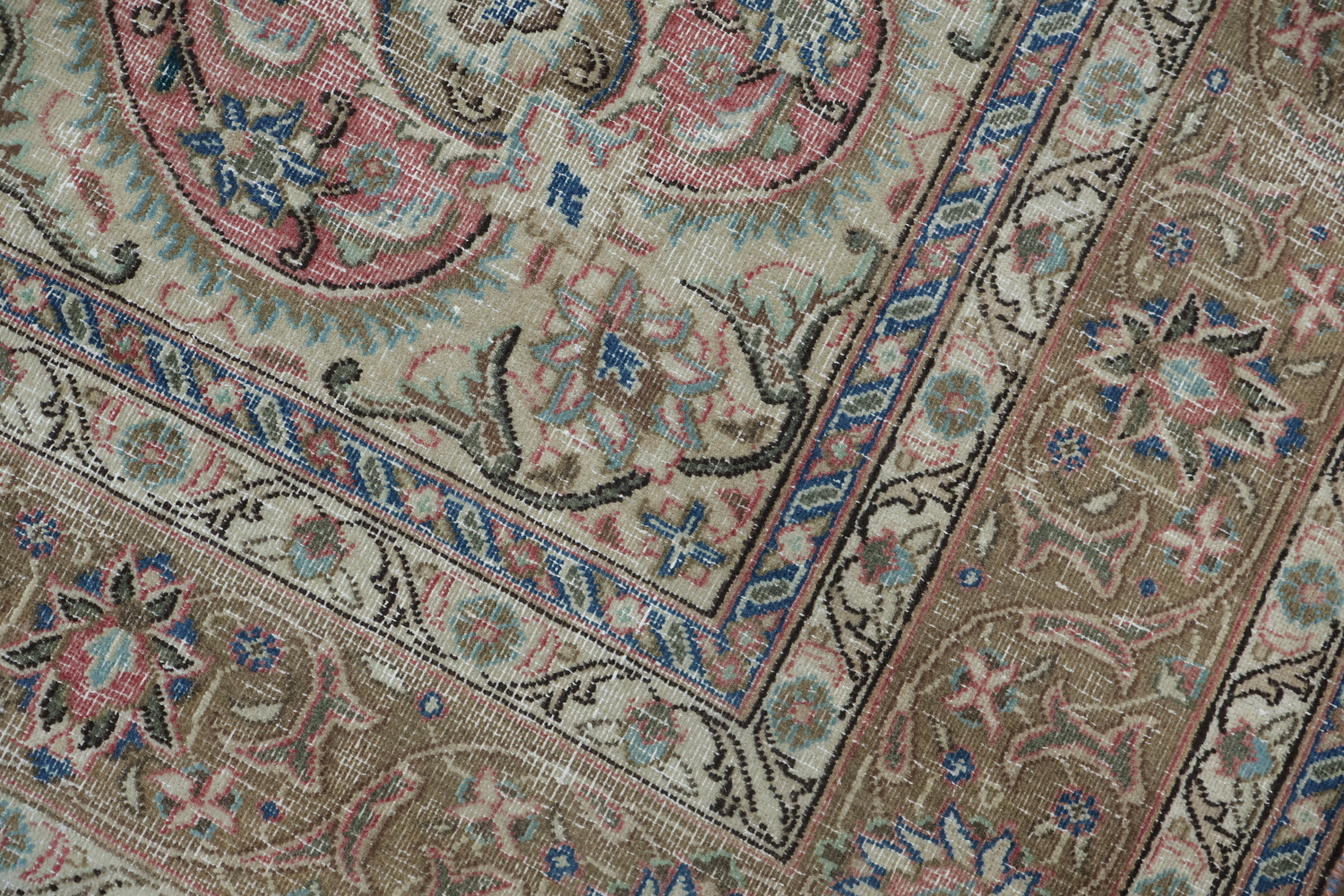 Distressed Pink Mashad Persian Area Rug 6x9
