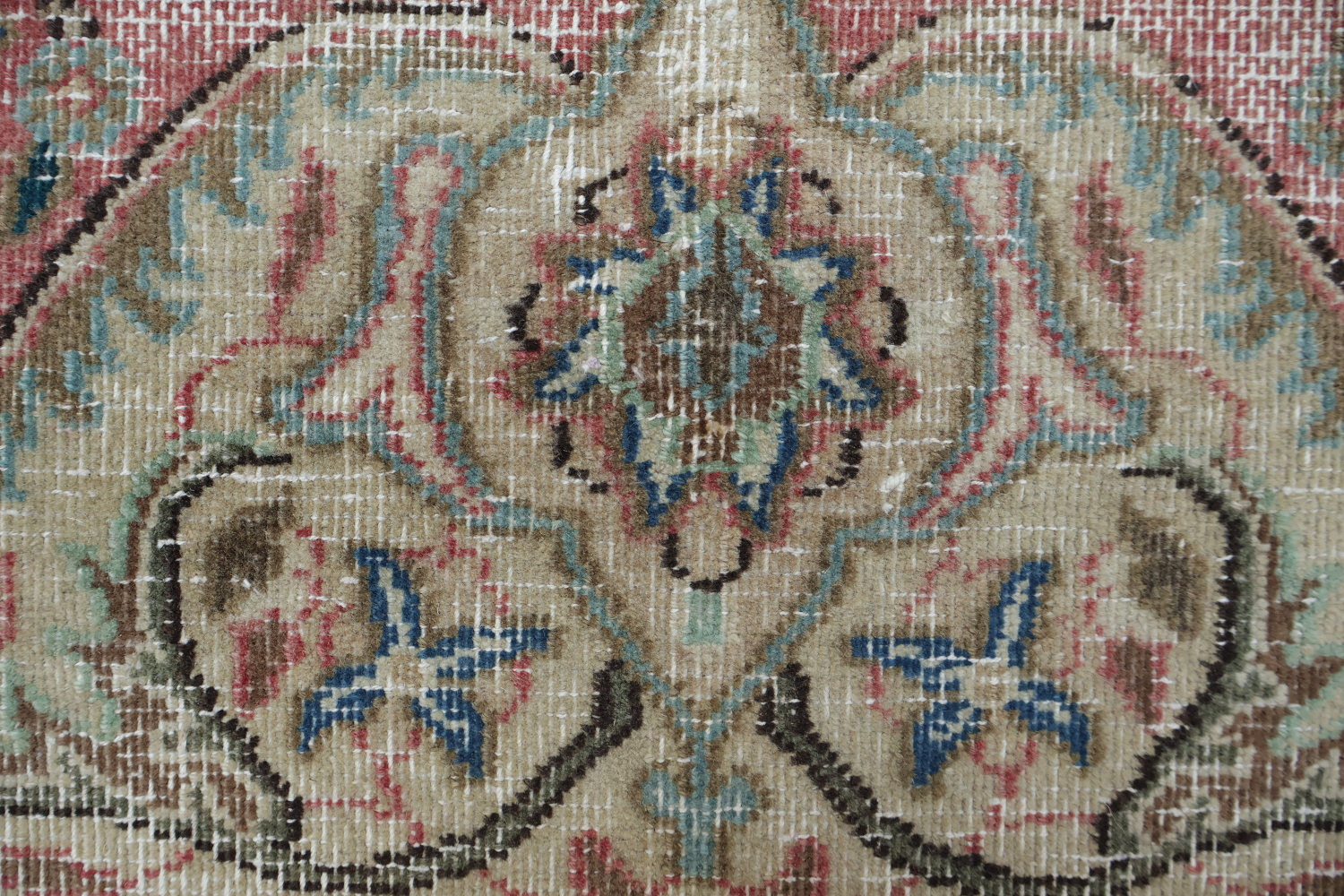 Distressed Pink Mashad Persian Area Rug 6x9