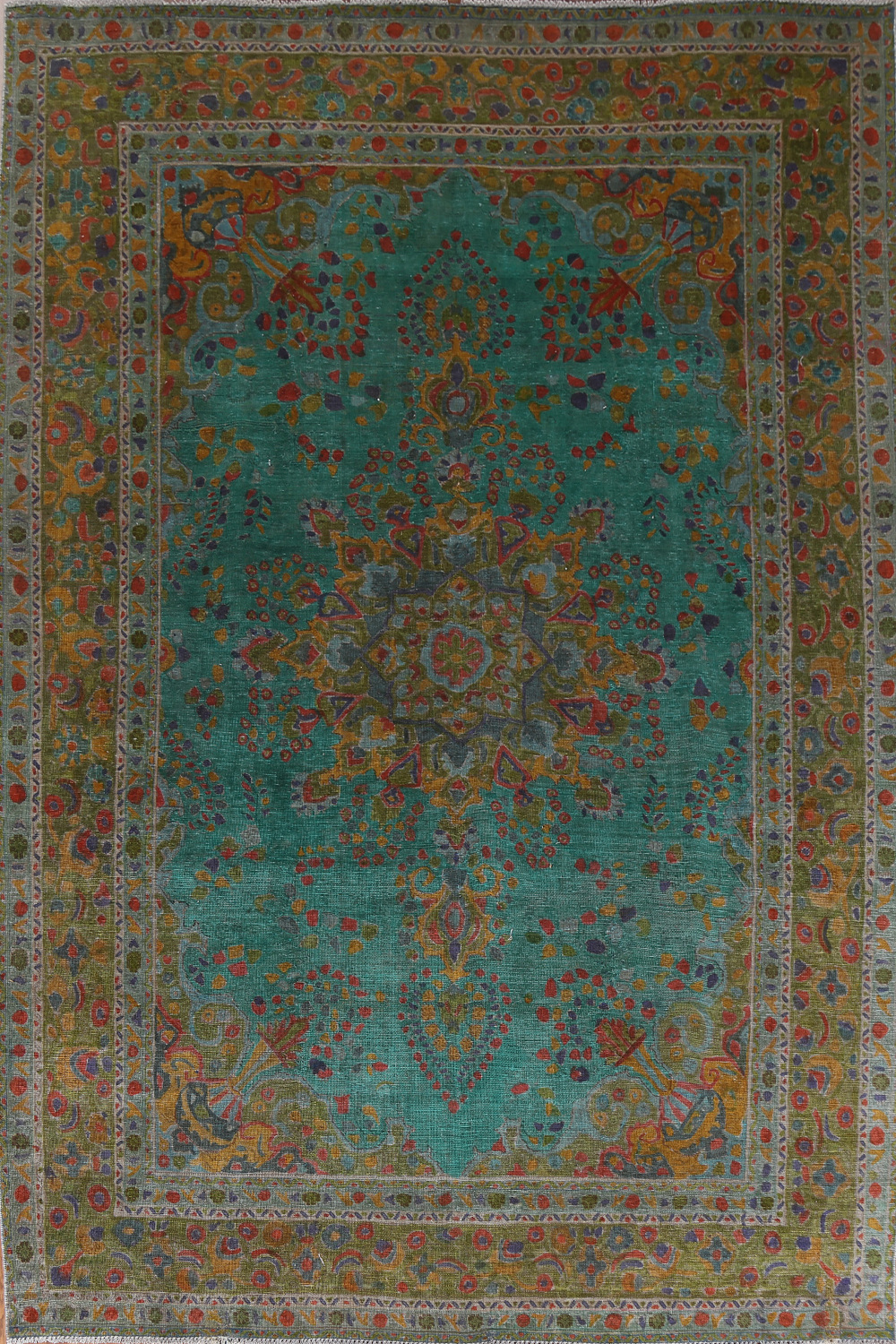 Geometric OverDyed Tabriz Persian Area Rug 8x11