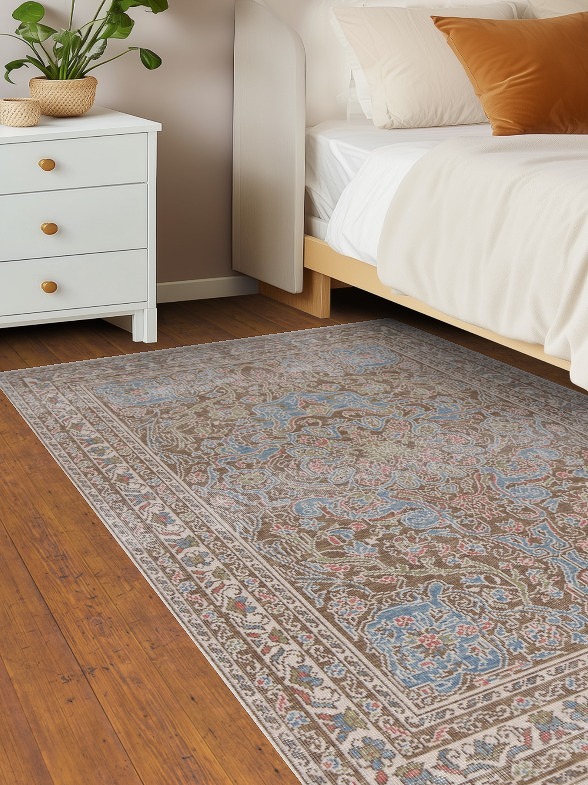 Geometric Handmade Oushak Turkish Area Rug 4x6