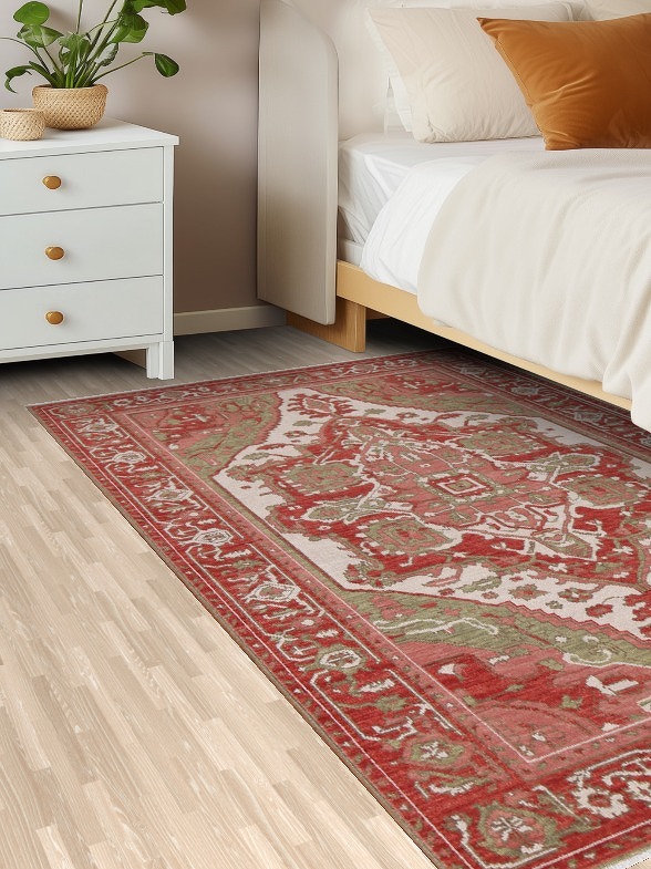 Geometric Heriz Serapi Turkish Wool Rug 4x6