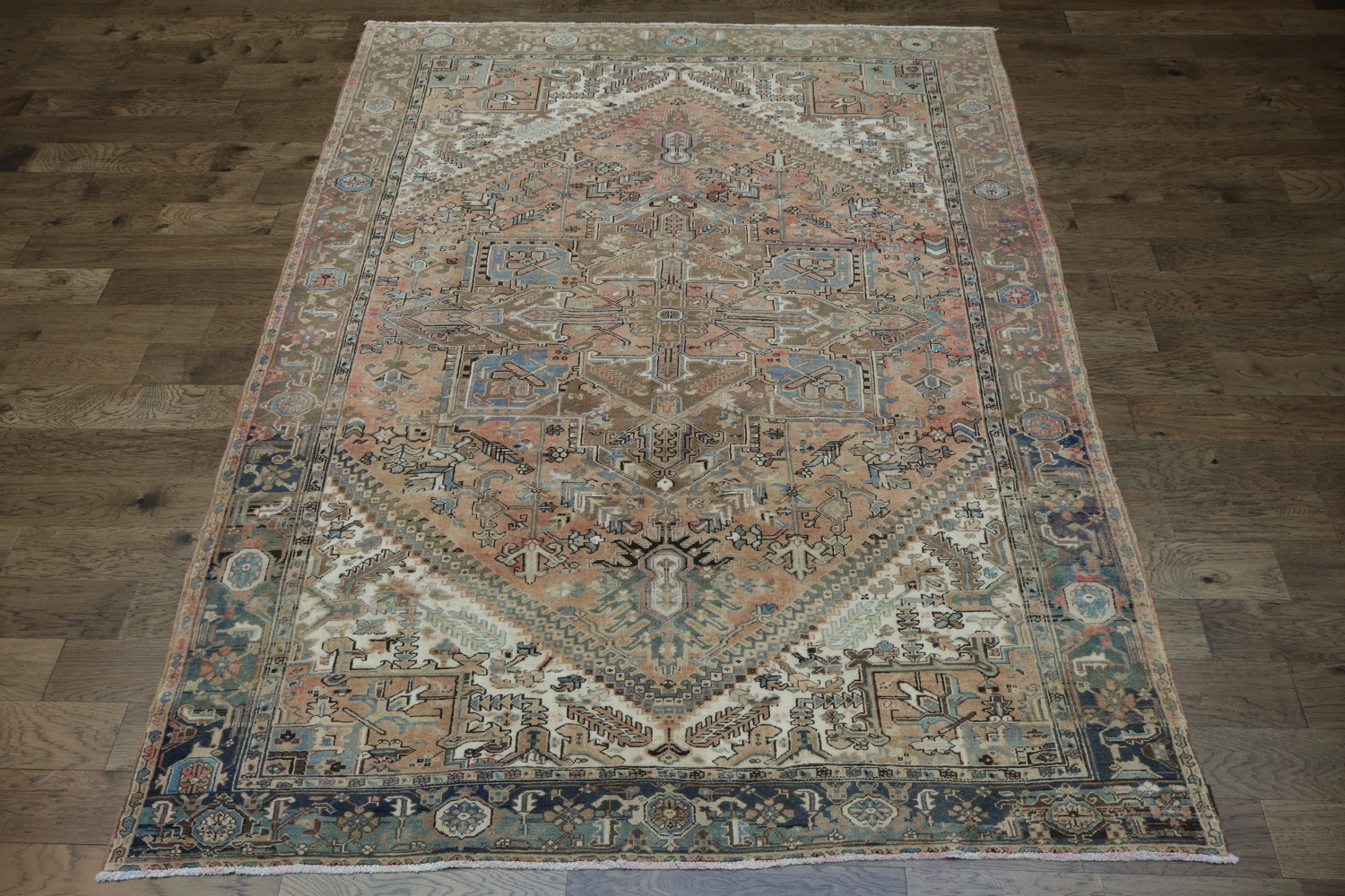 Vintage Geometric Heriz Persian Area Rug 8x11