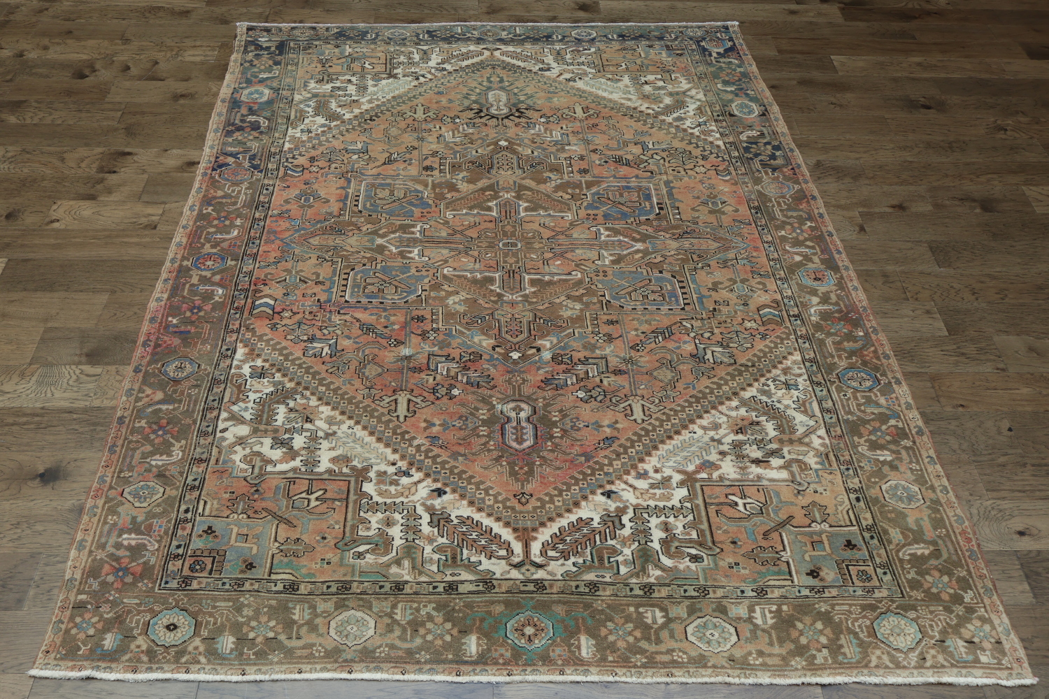 Vintage Geometric Heriz Persian Area Rug 8x11