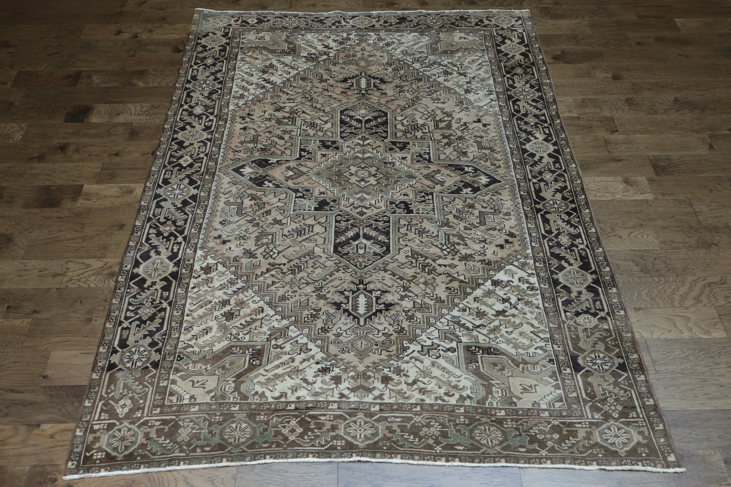 Classic Muted Peach Heriz Persian Area Rug in Neutral Tones 8x10