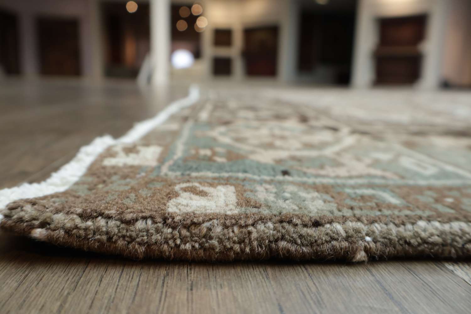 Classic Muted Peach Heriz Persian Area Rug in Neutral Tones 8x10