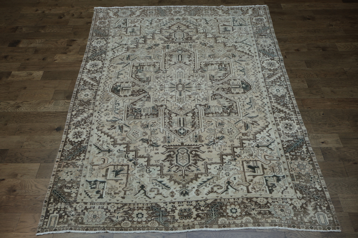 Vintage Muted Color Vintage Heriz Persian Area Rug 8x11