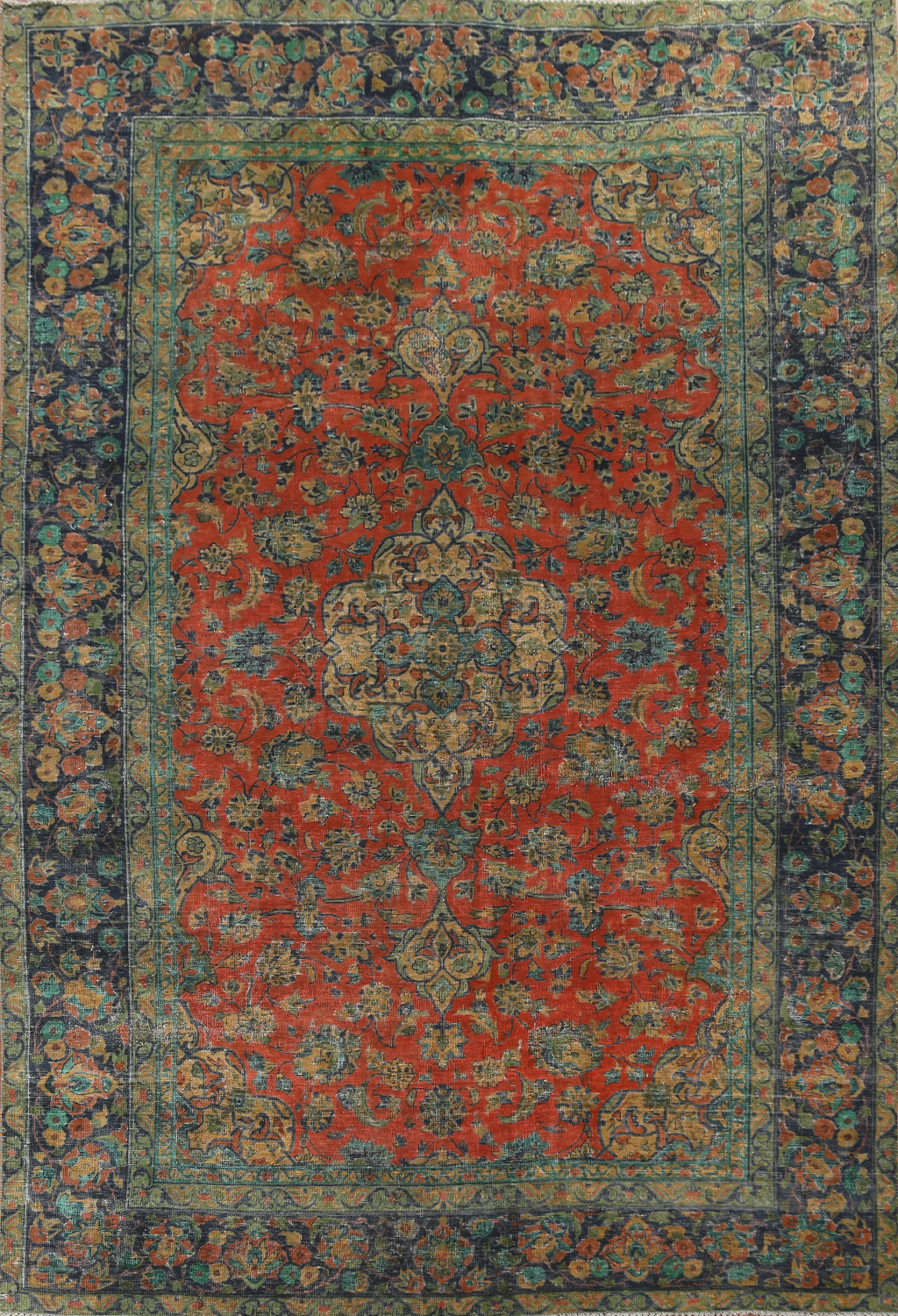 Distressed OverDyed Mashad Persian Area Rug 8x11