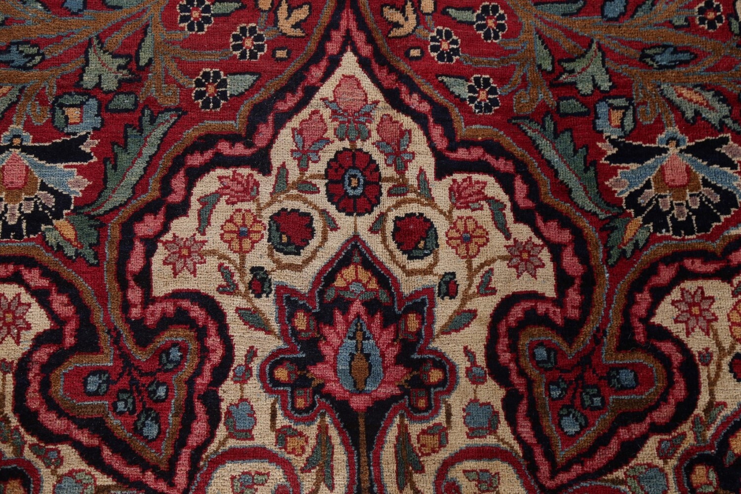 Pre-1900 Antique Vegetable Dye Yazd Large Persian Rug 11x16