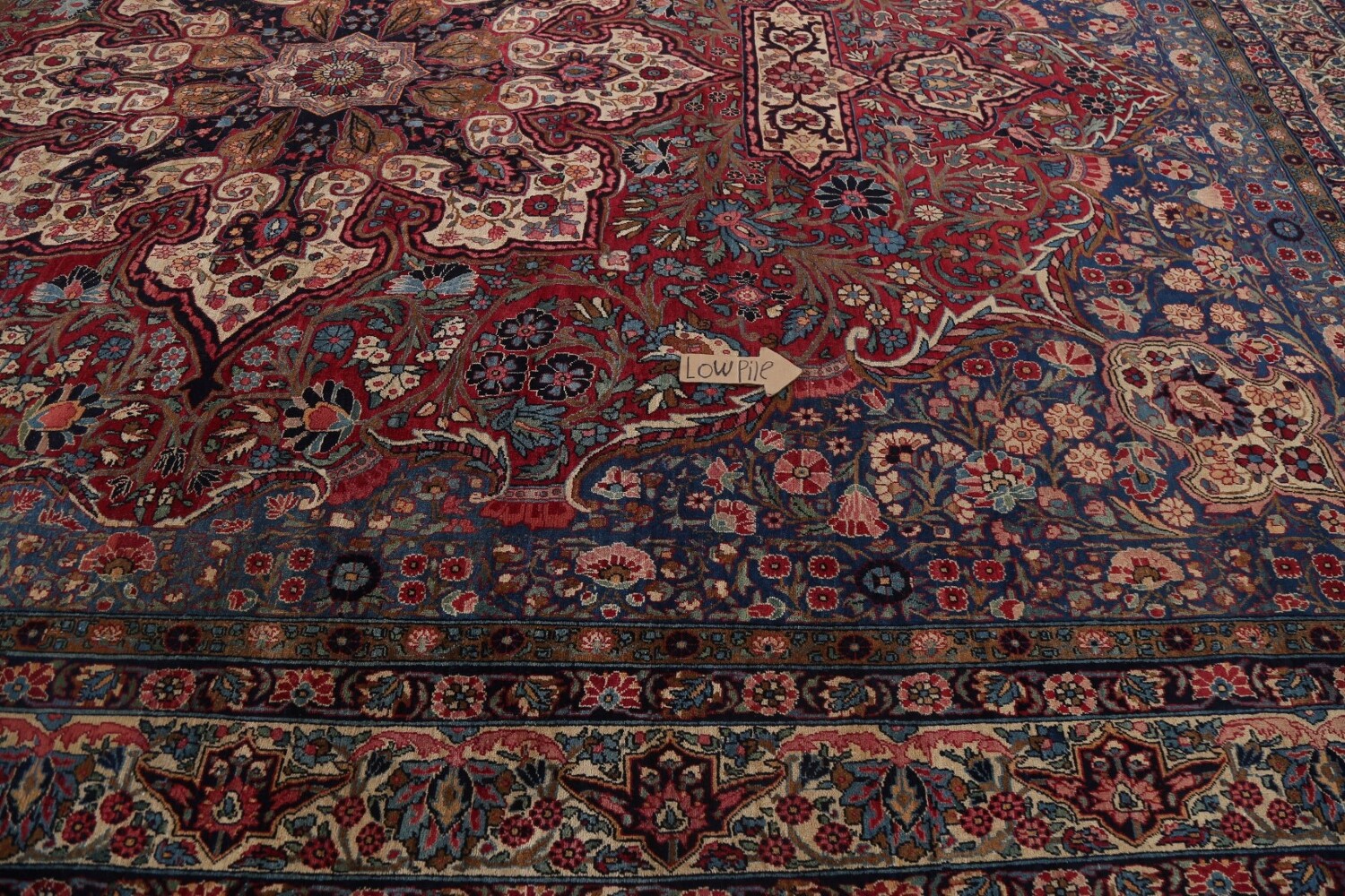 Pre-1900 Antique Vegetable Dye Yazd Large Persian Rug 11x16