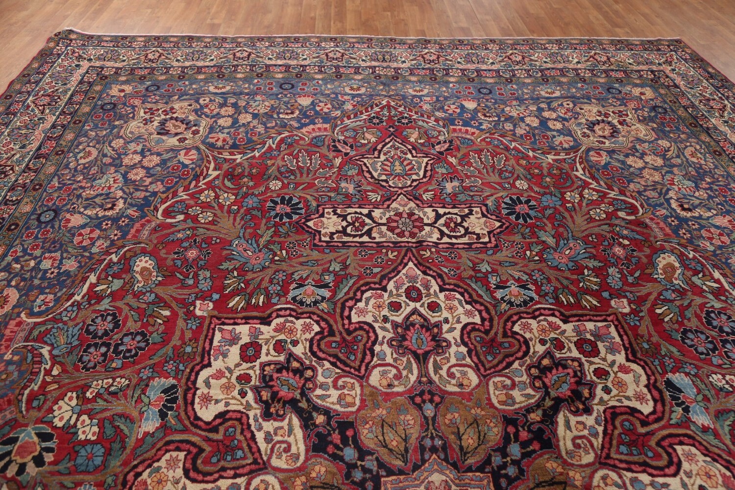 Pre-1900 Antique Vegetable Dye Yazd Large Persian Rug 11x16