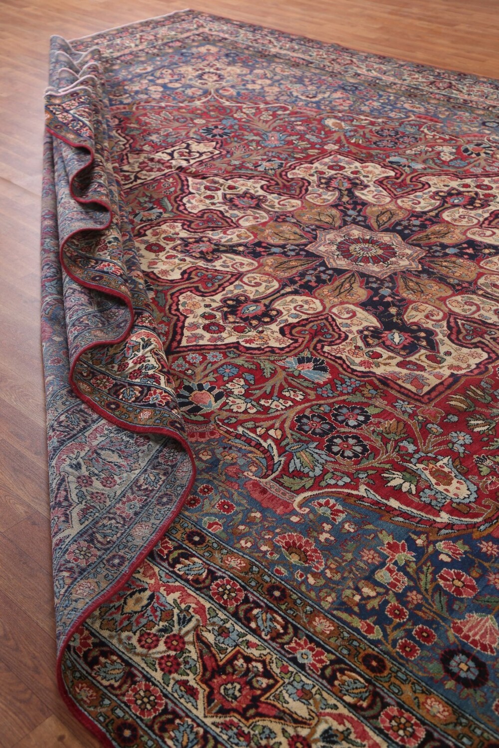 Pre-1900 Antique Vegetable Dye Yazd Large Persian Rug 11x16