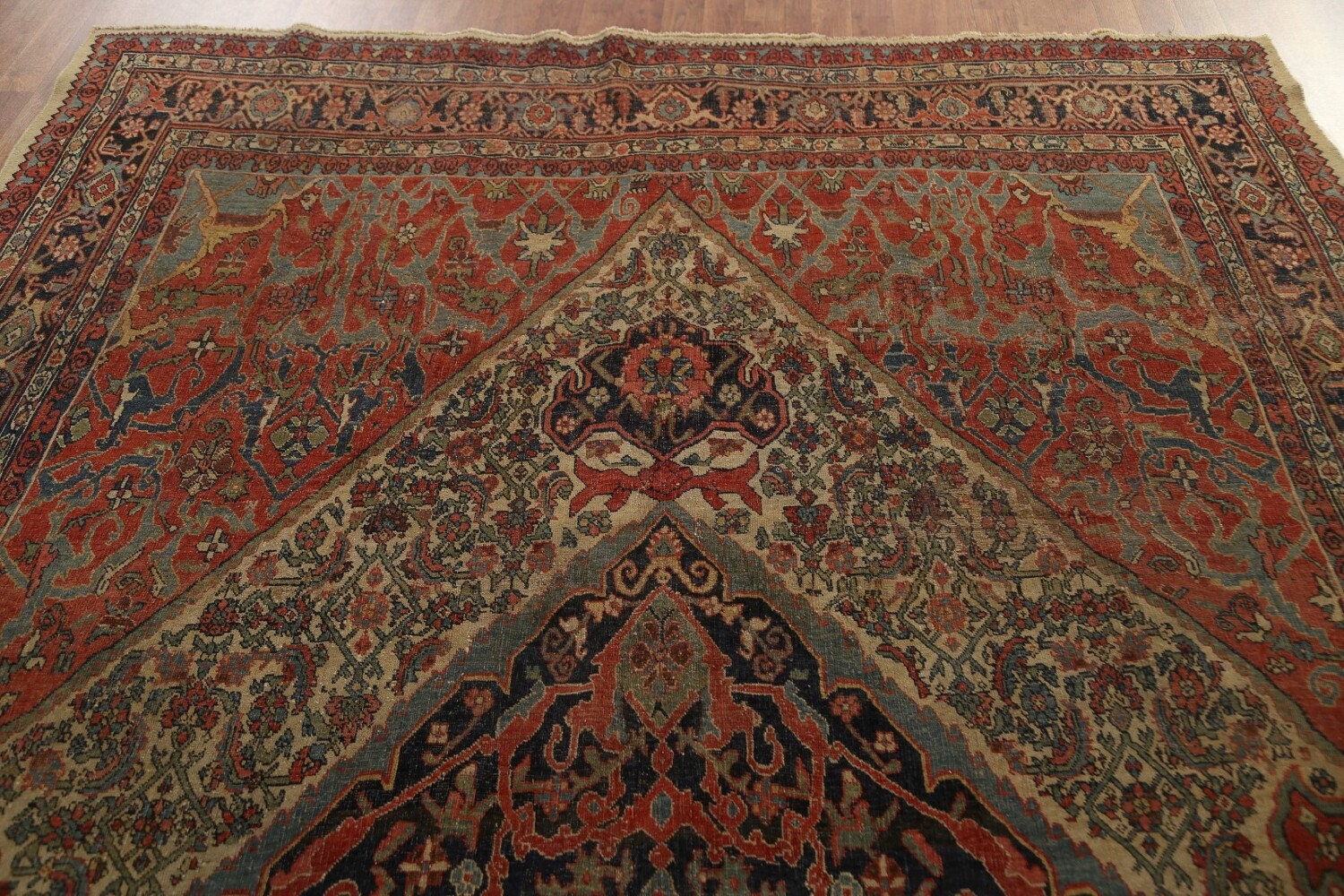 Pre-1900 Antique Vegetable Dye Bidjar Halvaei Persian Rug 8x11