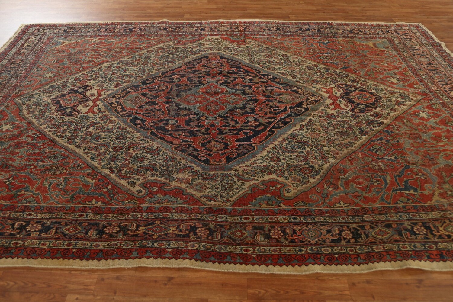 Pre-1900 Antique Vegetable Dye Bidjar Halvaei Persian Rug 8x11