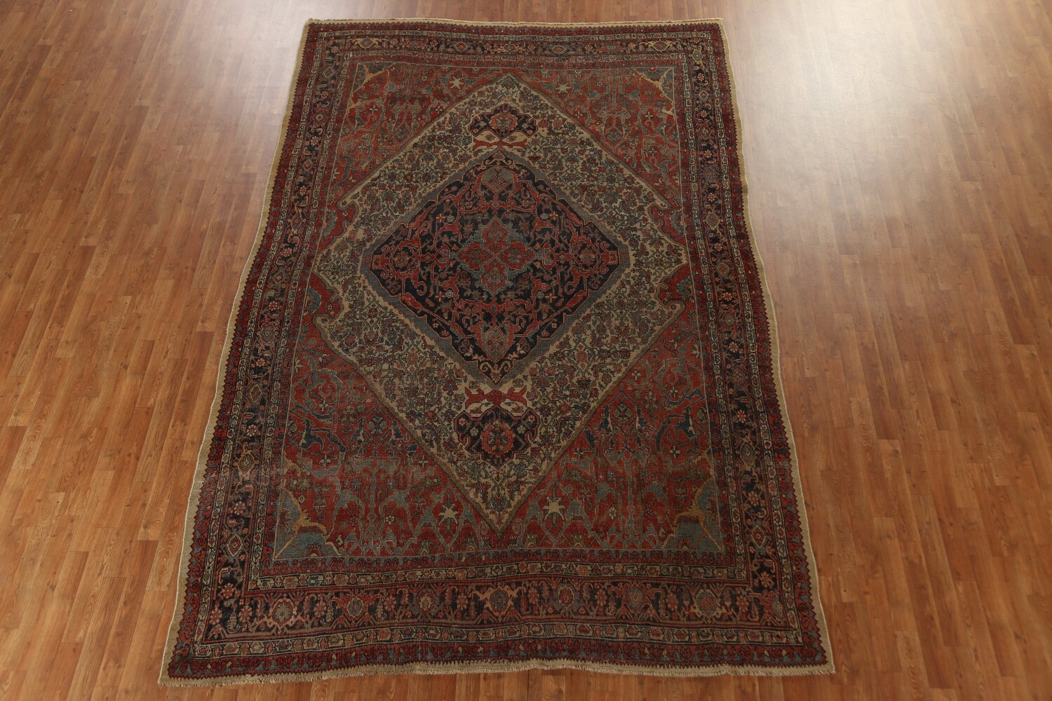 Pre-1900 Antique Vegetable Dye Bidjar Halvaei Persian Rug 8x11