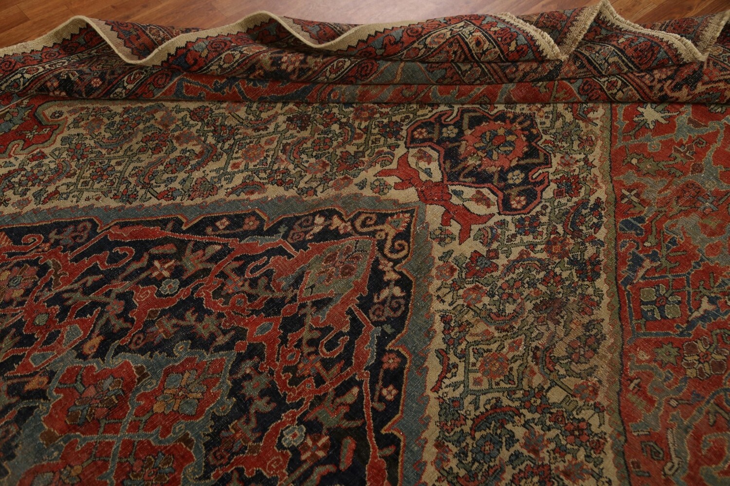 Pre-1900 Antique Vegetable Dye Bidjar Halvaei Persian Rug 8x11