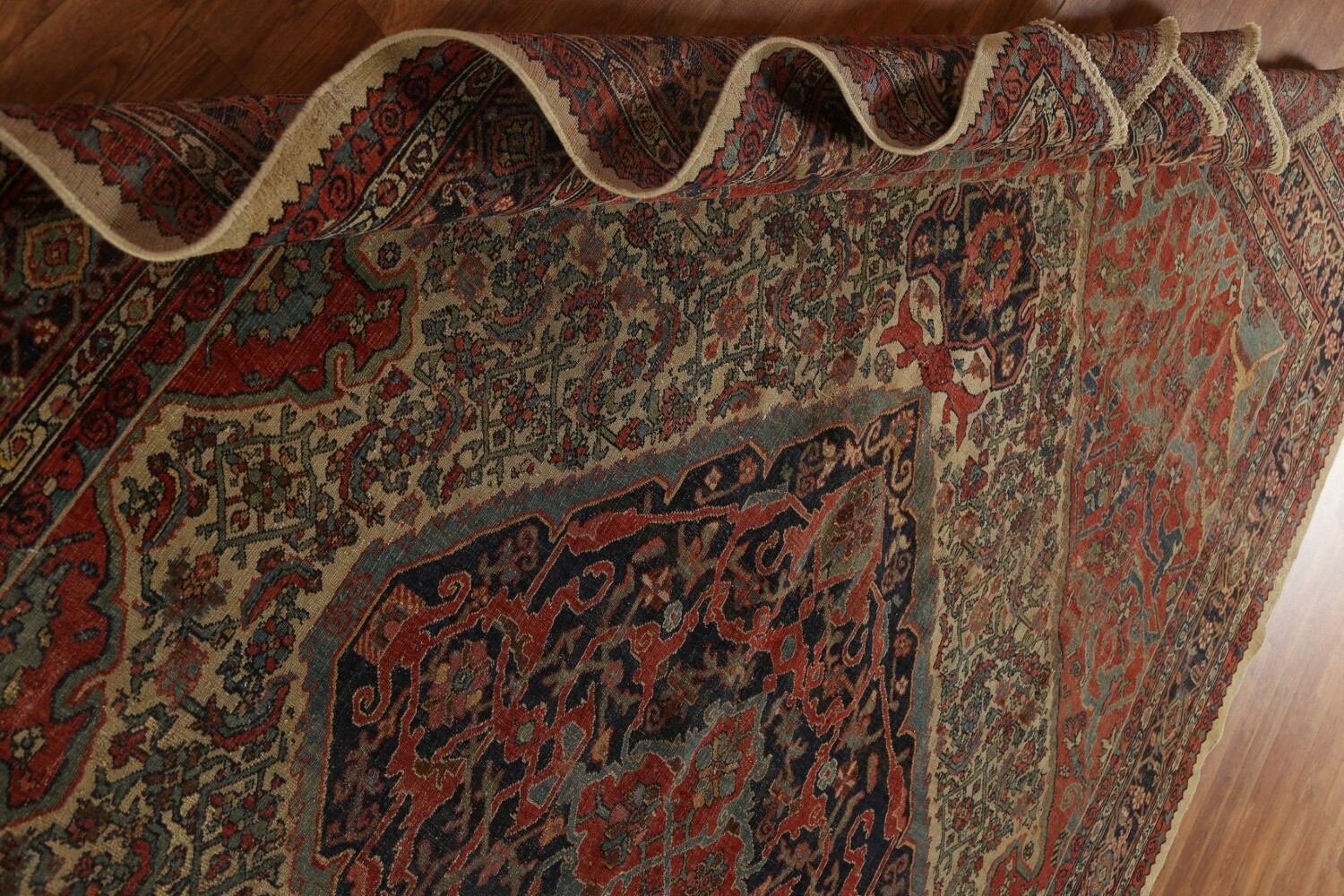 Pre-1900 Antique Vegetable Dye Bidjar Halvaei Persian Rug 8x11