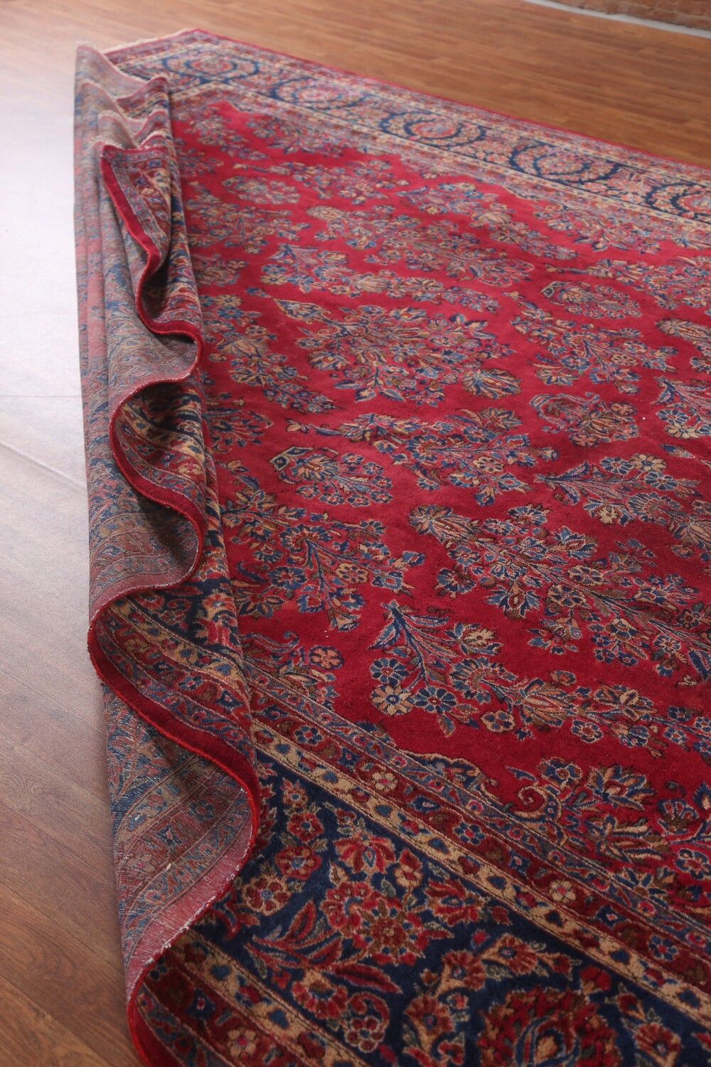 Antique Vegetable Dye Sarouk Large Persian Rug 10x15