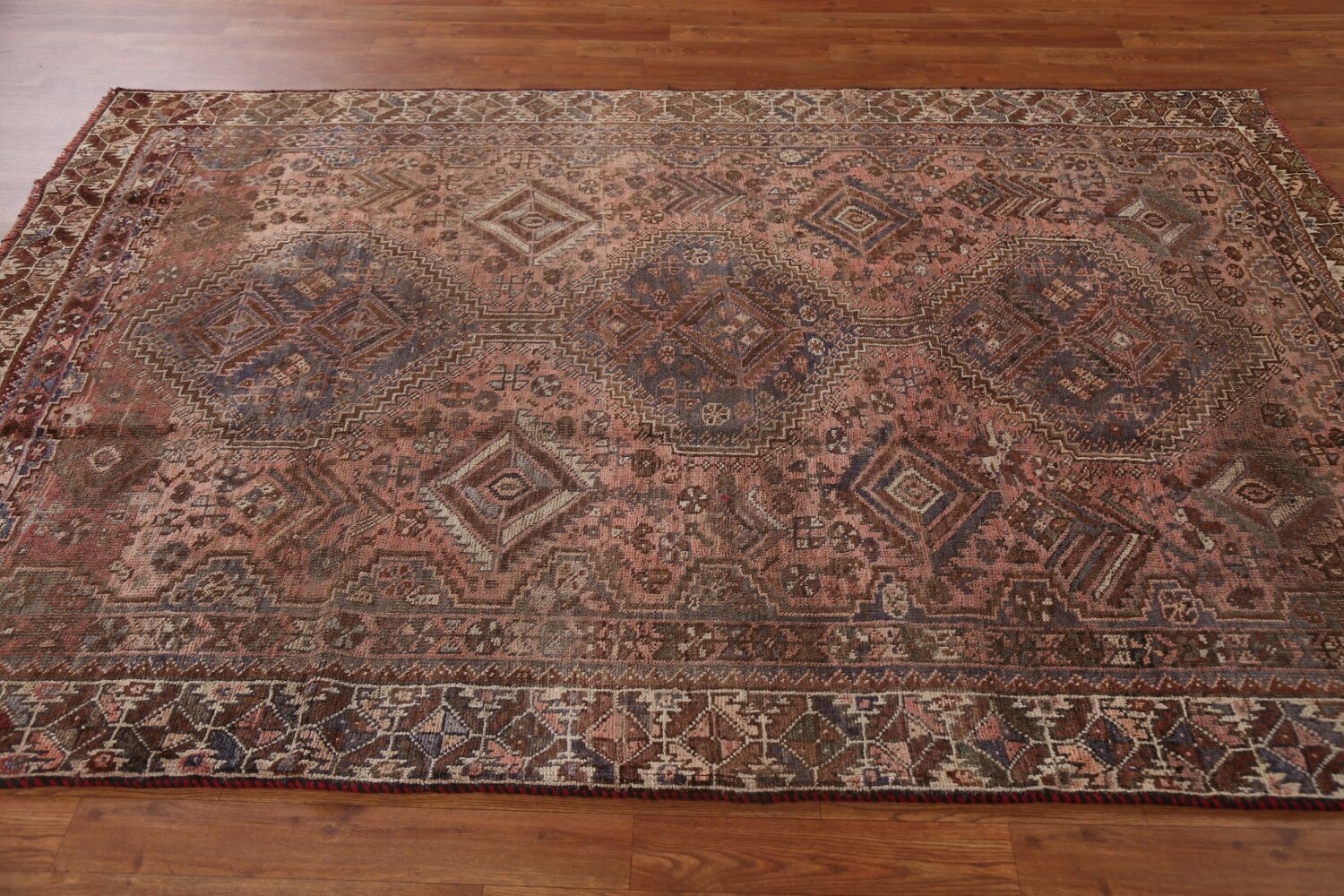 Antique Wool Shiraz Persian Area Rug 5x8