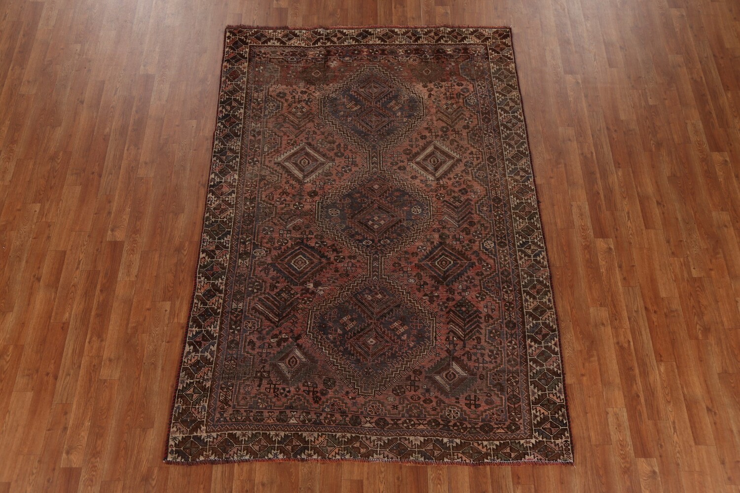 Antique Wool Shiraz Persian Area Rug 5x8