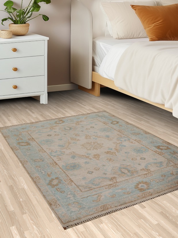 Geometric Oushak Oriental Wool Rug 3x4