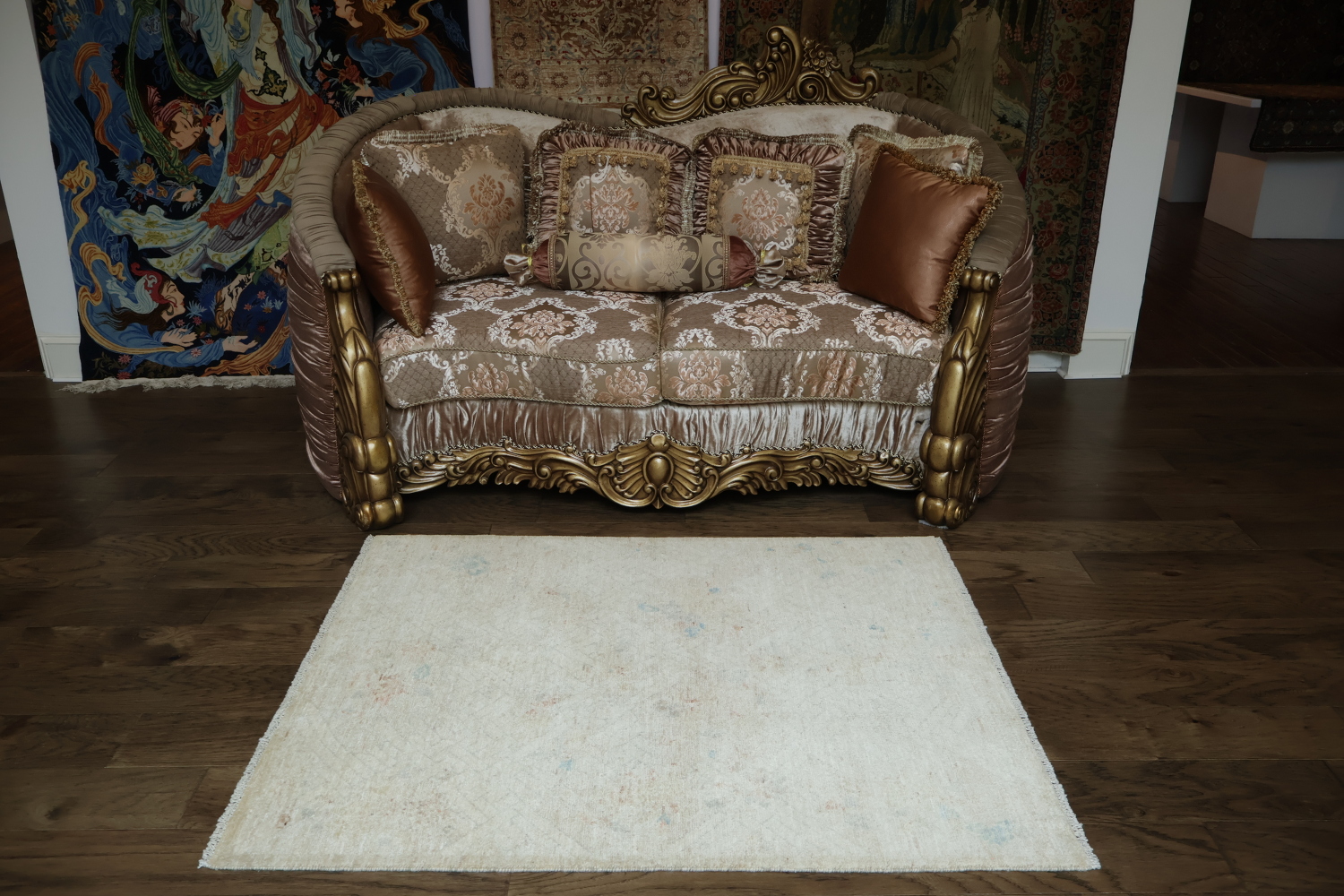 Muted Oushak Oriental Area Rug 4x5