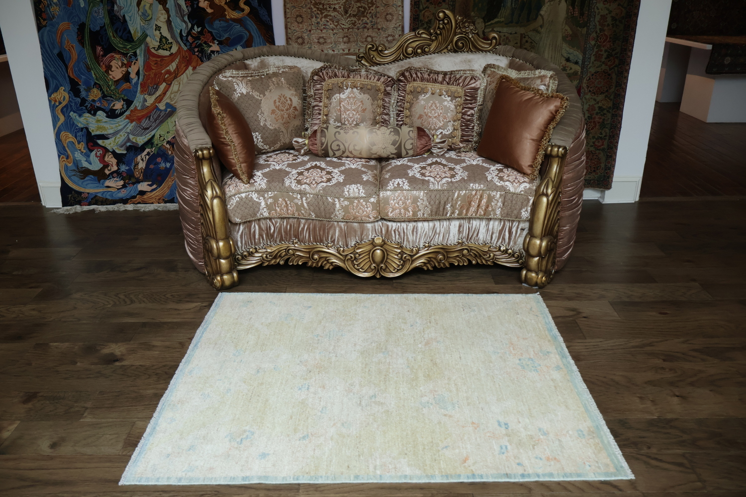 Muted Geometric Art Deco Oriental Area Rug 4x5