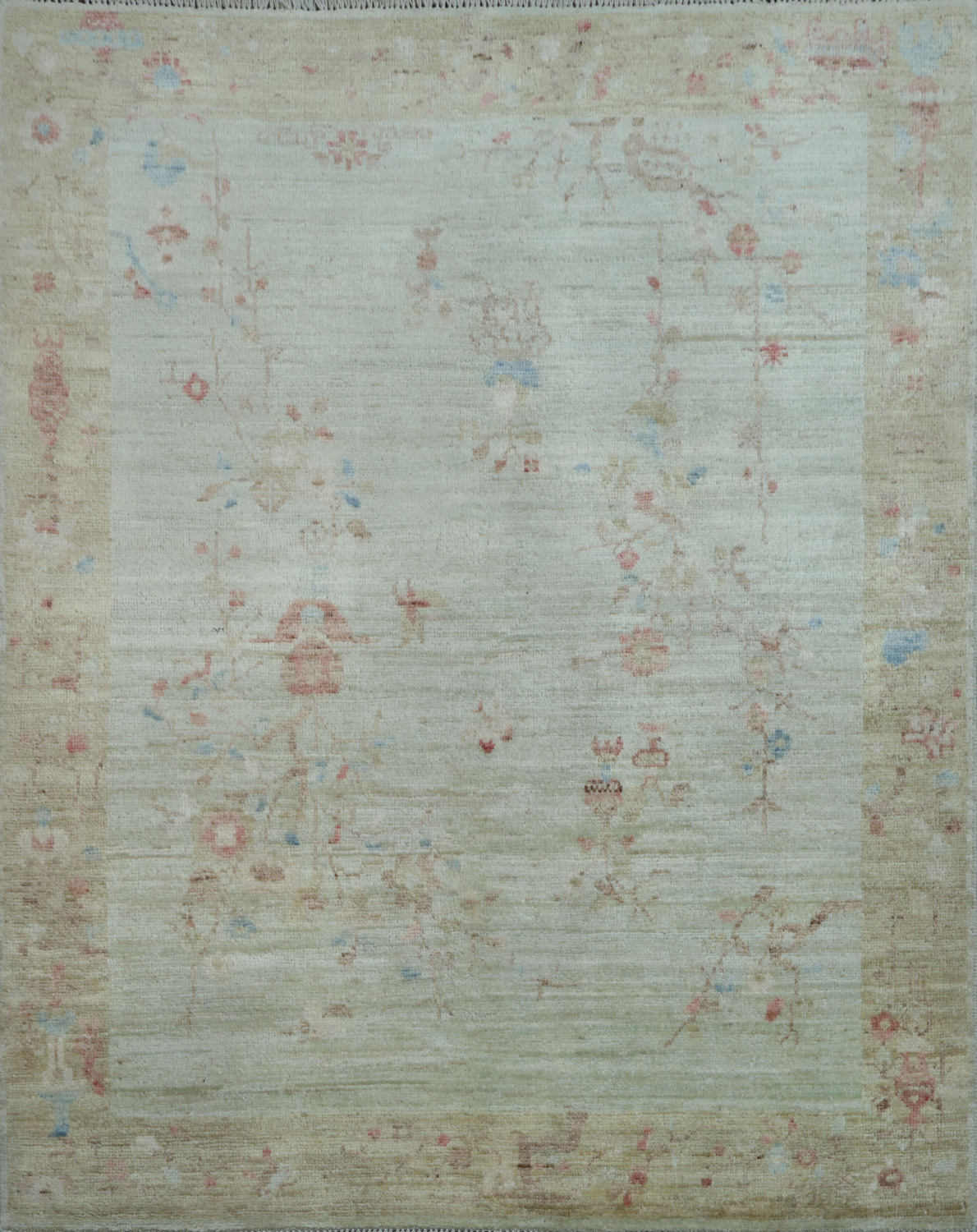 Muted Art Deco Oriental Area Rug Wool 4x5