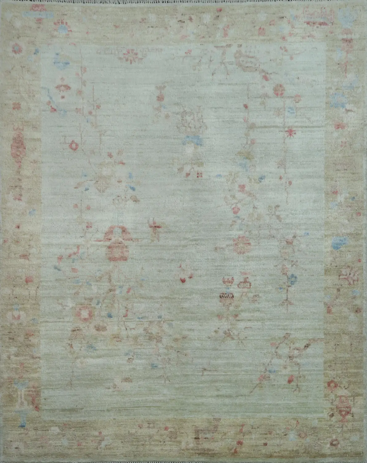 Muted Art Deco Oriental Area Rug Wool 4x5