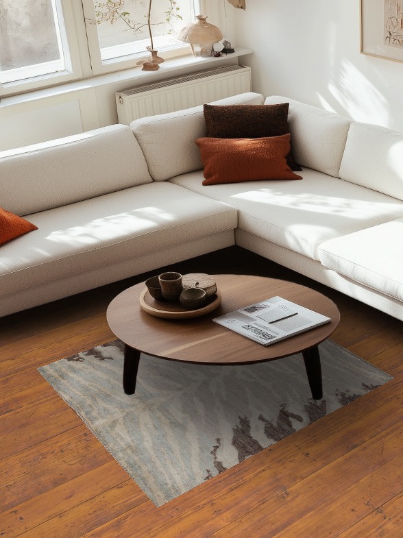 Muted Abstract Oriental Wool Rug 4x5