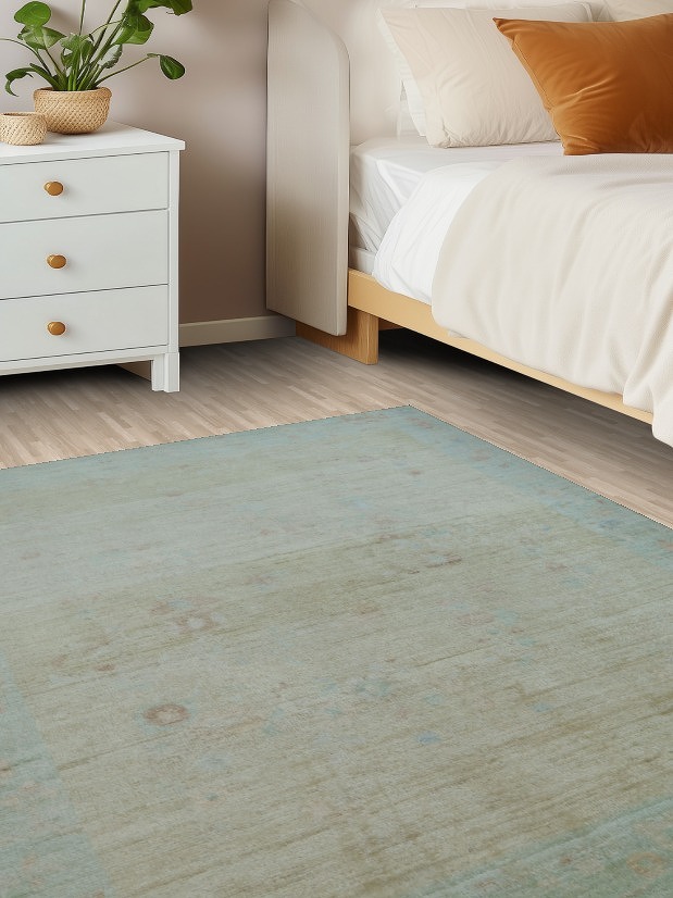 Muted Art Deco Oriental Area Rug 4x5