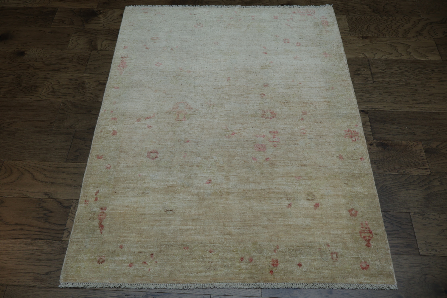 Hand-Knotted Oushak Turkish Area Rug 4x5