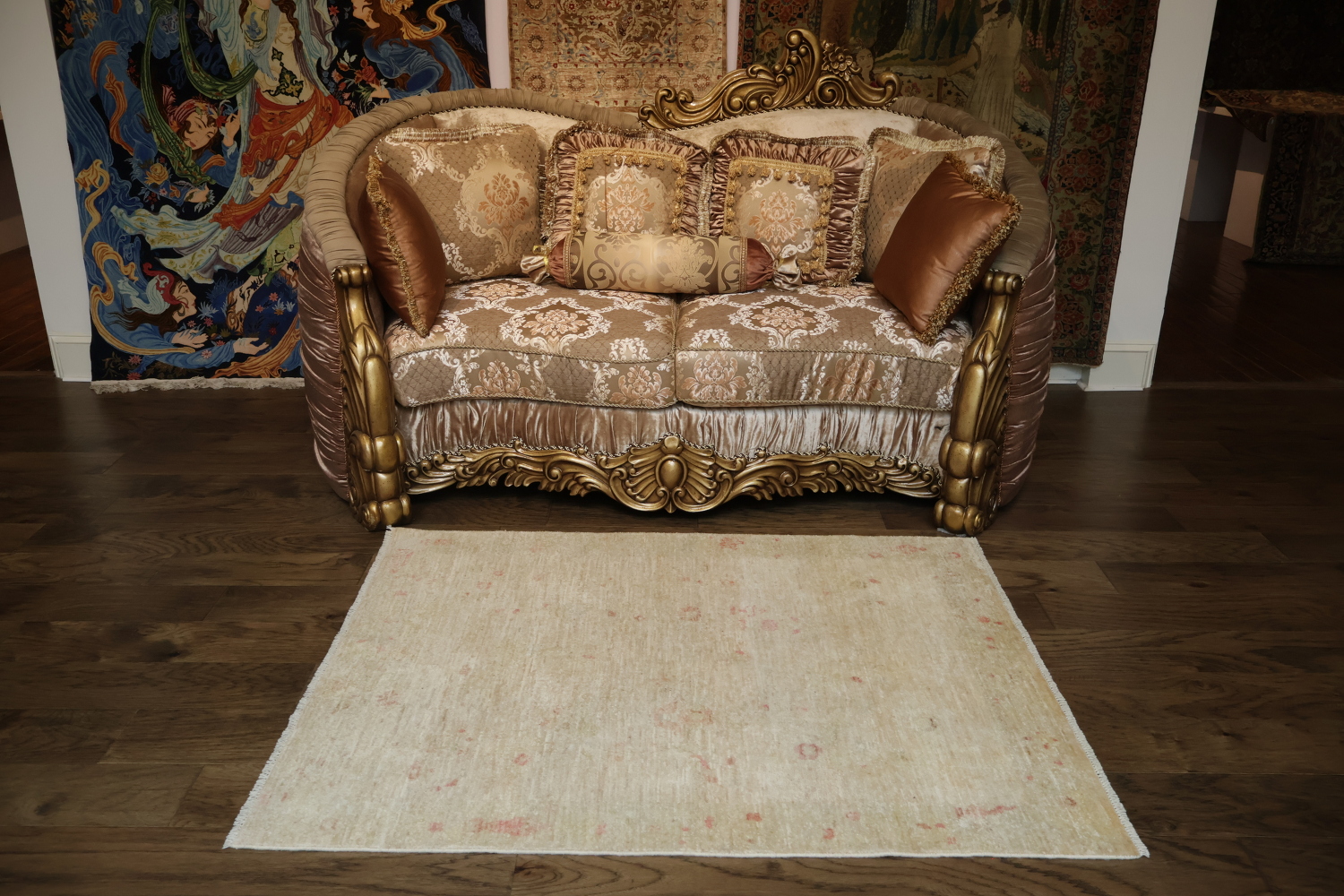 Hand-Knotted Oushak Turkish Area Rug 4x5