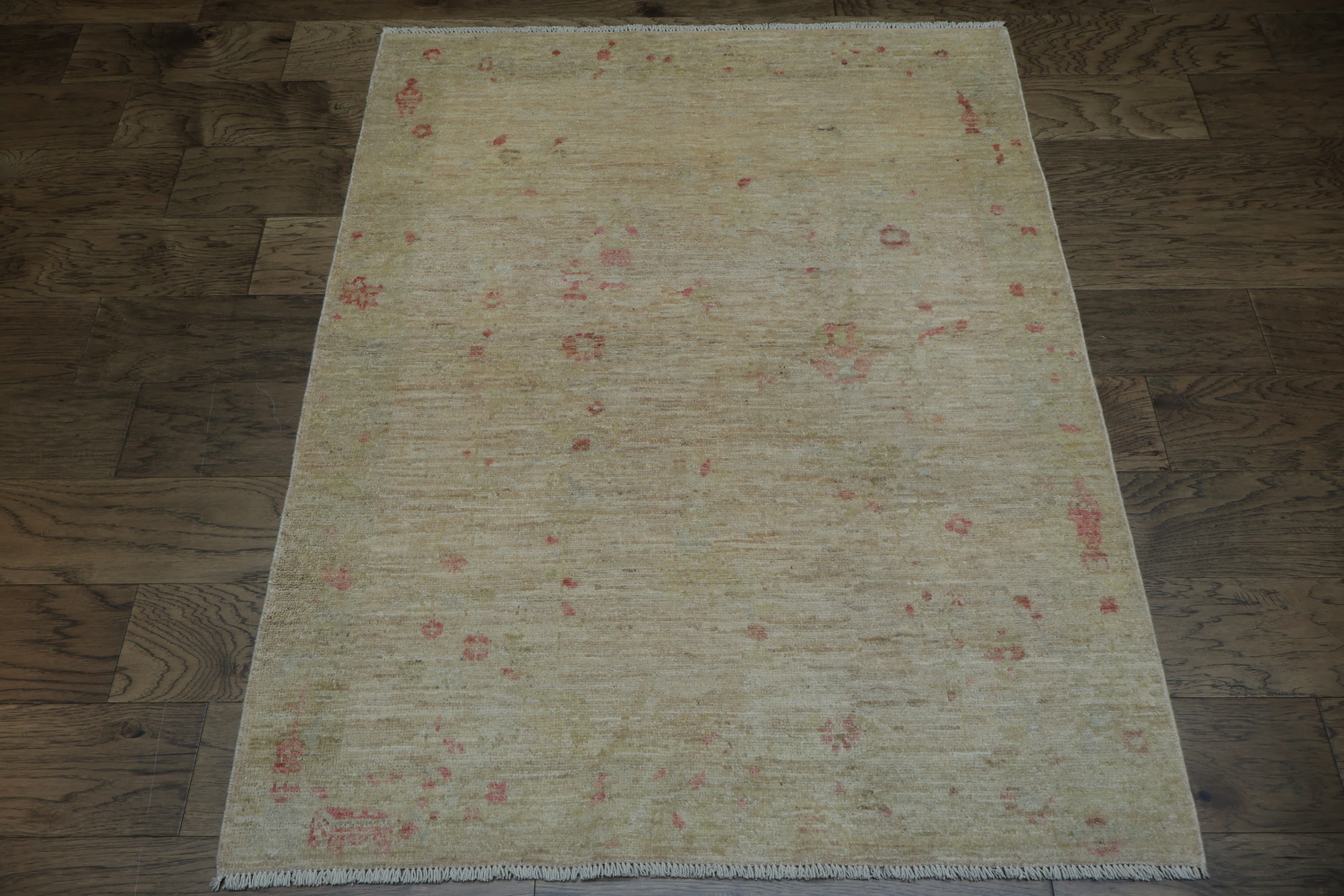 Hand-Knotted Oushak Turkish Area Rug 4x5