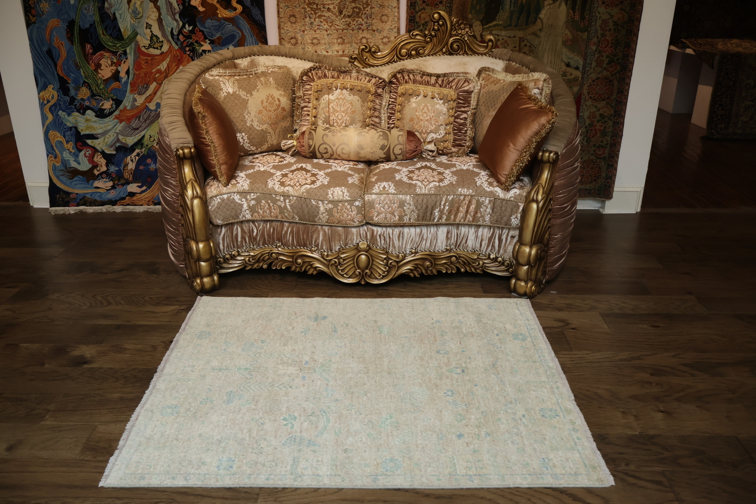 Vegetable Dye Oushak Turkish Area Rug 4x5