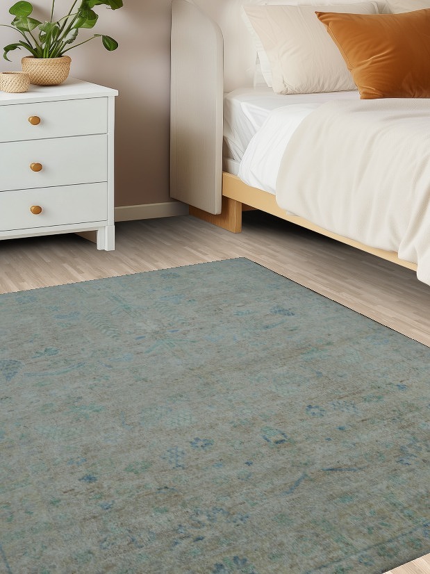 Vegetable Dye Oushak Turkish Area Rug 4x5