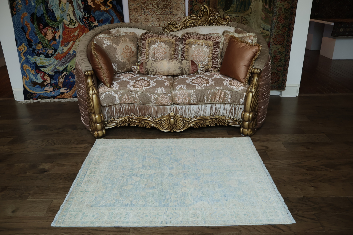 Vegetable Dye Oushak Turkish Area Rug 4x5