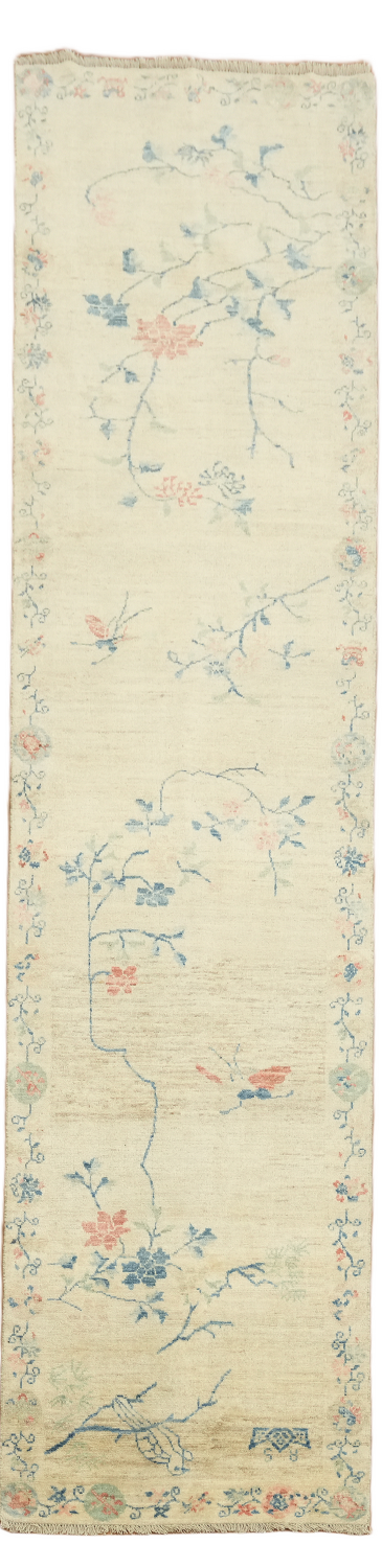 Pastel Tones and Floral Motifs in an Artistic Vintage Style Runner 3'x12'