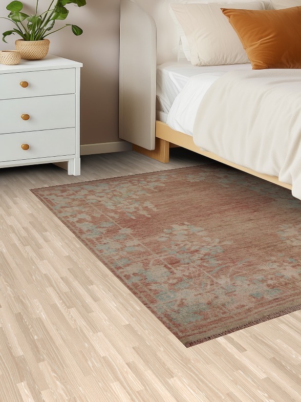 Vegetable Dye Oushak Turkish Area Rug 4x5
