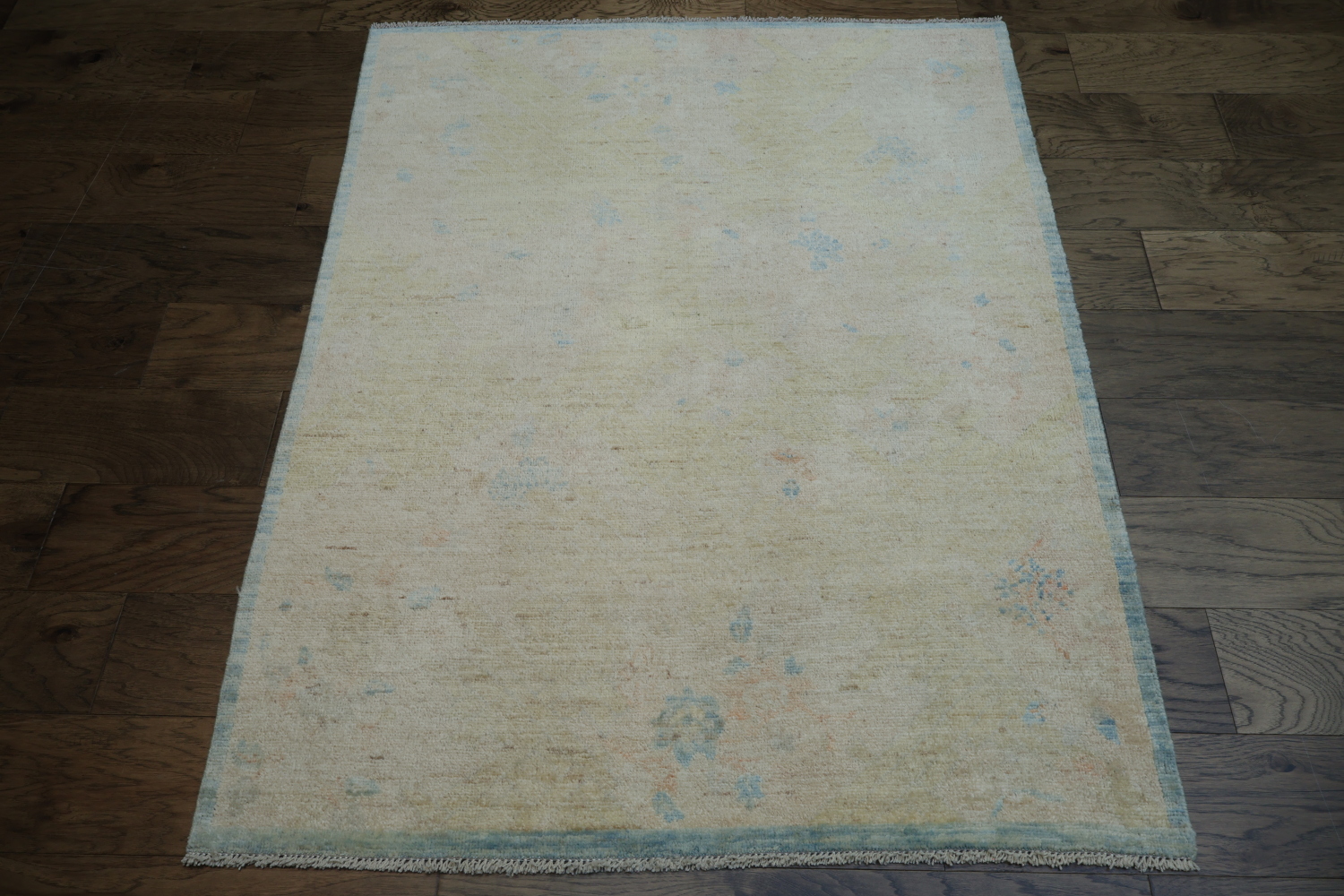 Vegetable Dye Art Deco Turkish Area Rug 4x5