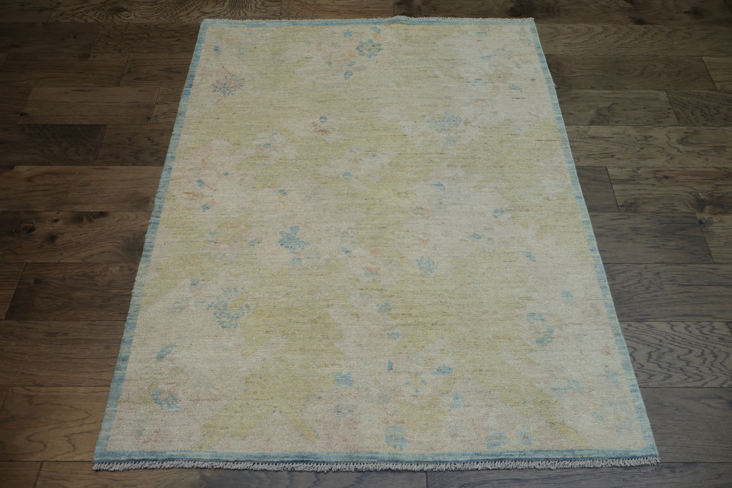 Vegetable Dye Art Deco Turkish Area Rug 4x5